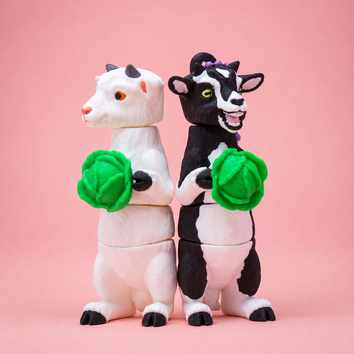 Billy & Nanny Goat Flexi Keychains🐐🥬