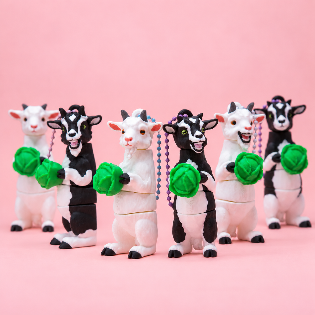 Billy & Nanny Goat Flexi Keychains🐐🥬