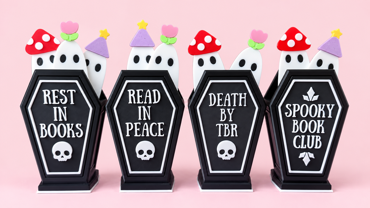 Spooky Bookish Coffin Bookmark Holder Set💀🩶