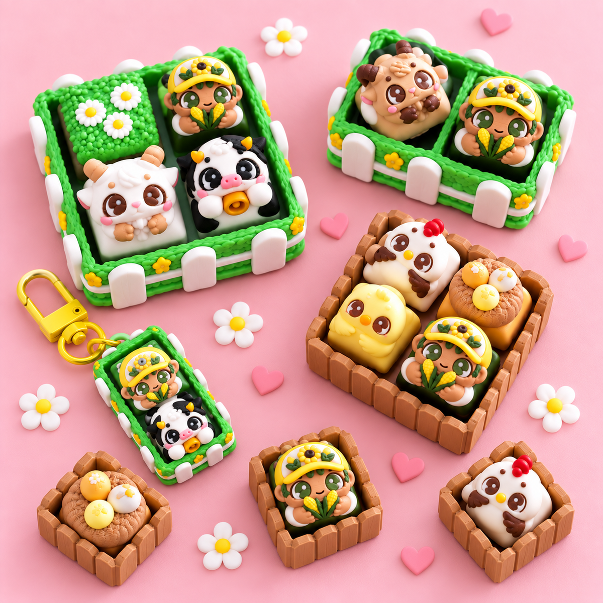 🐮 Little Farm Clickers | Kawaii Singles, Sets & Keychain
