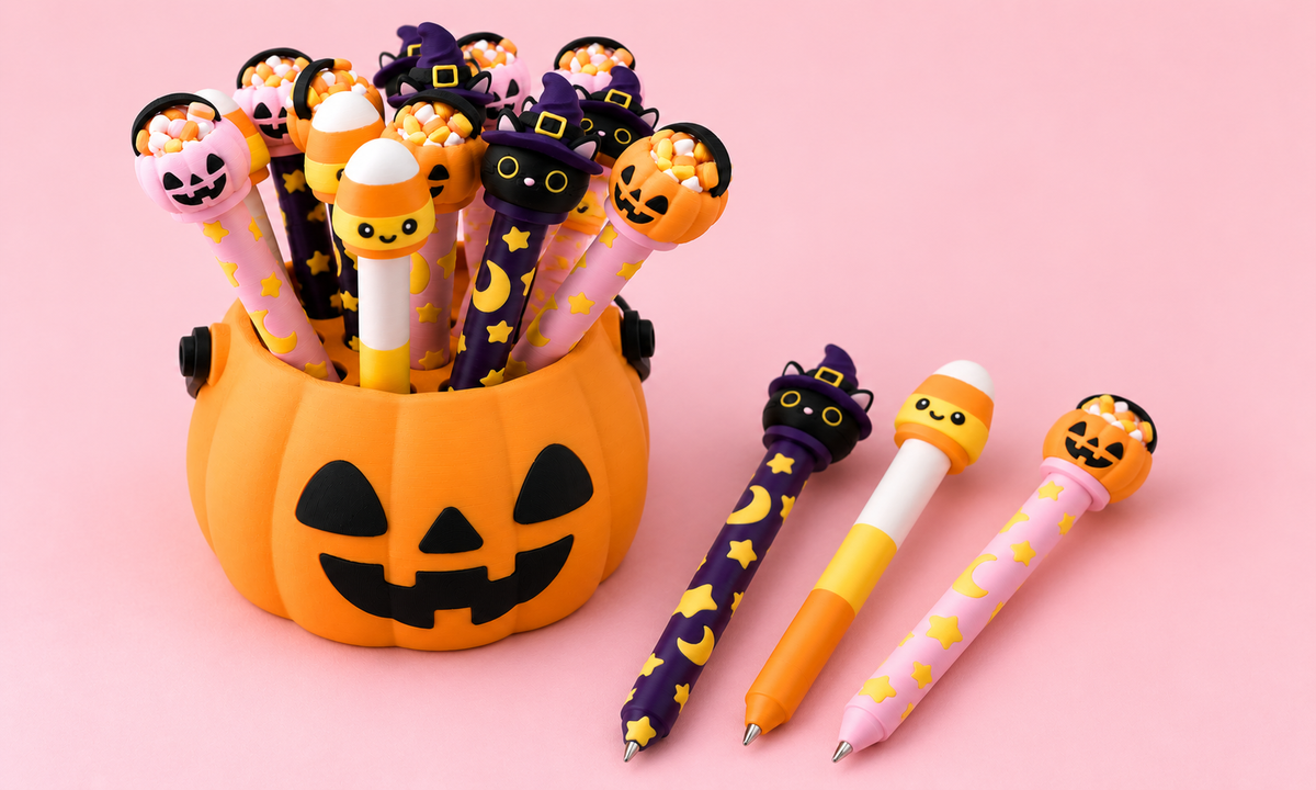 Spooky Cute Halloween Pens & Pumpkin Holder 🎃✨
