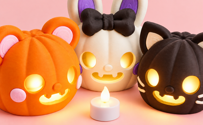 Spooky Cute Tealight Jack-o’-Lanterns 🎃🐻🐰🐈⬛