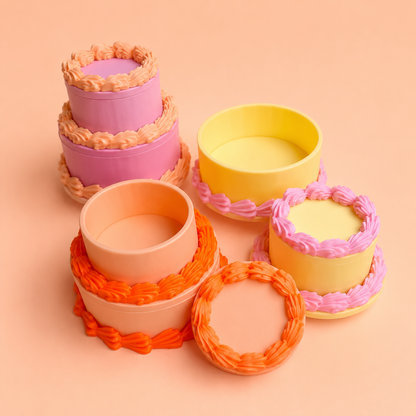 Vintage Double Tier Cake Jewelry Box - Vintage, Kitsch Cake Container and Gift Holder🎂 Vintage Kitsch Double-Tier Fake Cake Catch-All Container | Retro Cake Trinket Box