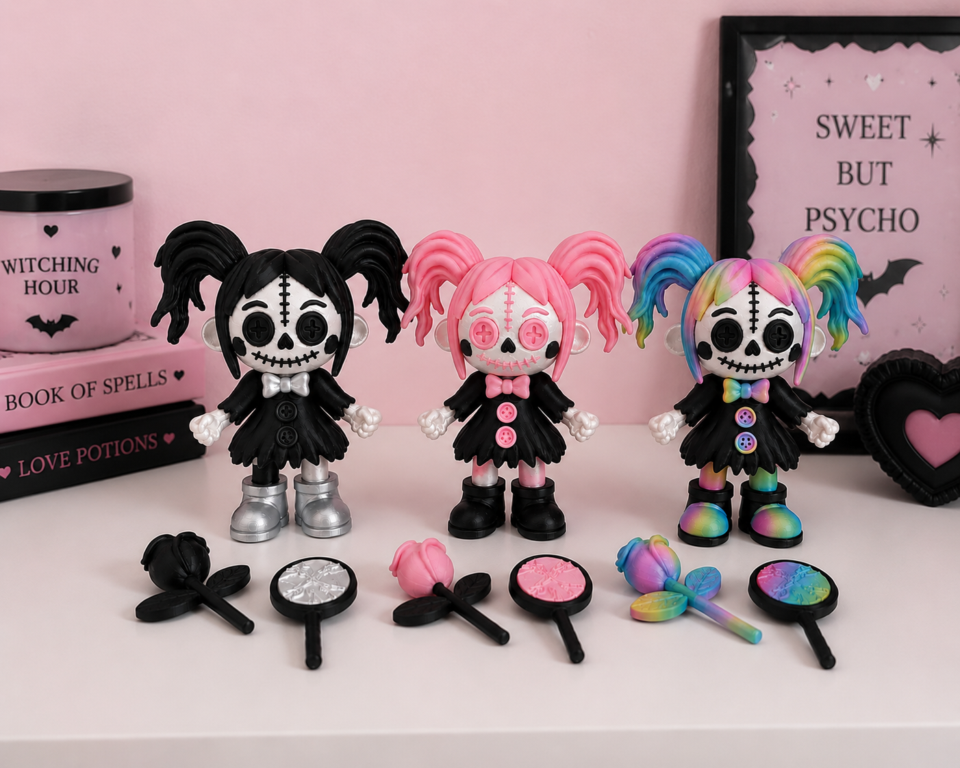 🖤🌹 Flexi Voodoo Stitch Dolly with Rose & Mirror 🌹🖤