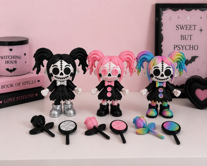 🖤🌹 Flexi Voodoo Stitch Dolly with Rose & Mirror 🌹🖤