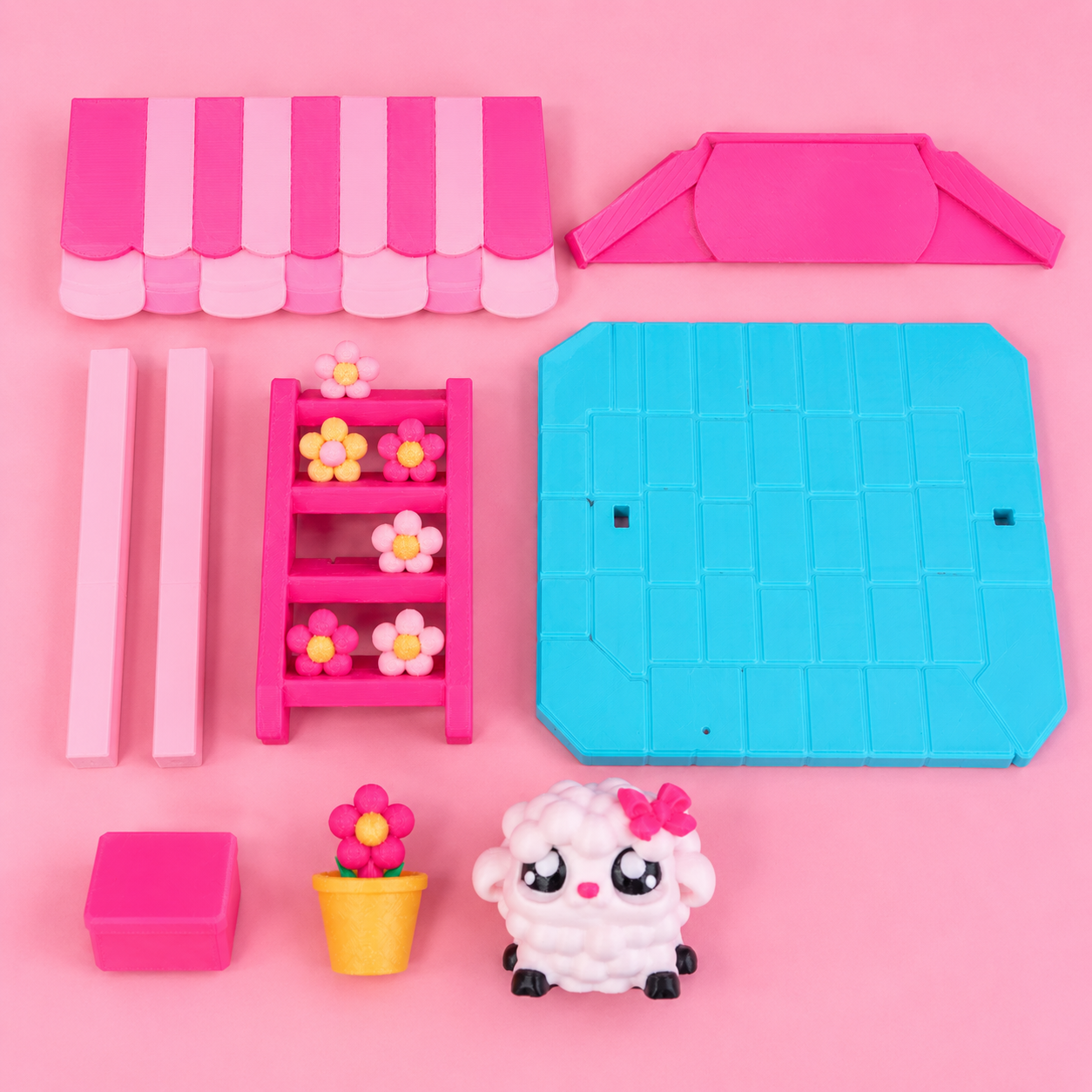 Kawaii Flexi Sheep Flower Stand Set | Mini Flower Market Display 🐑🌸