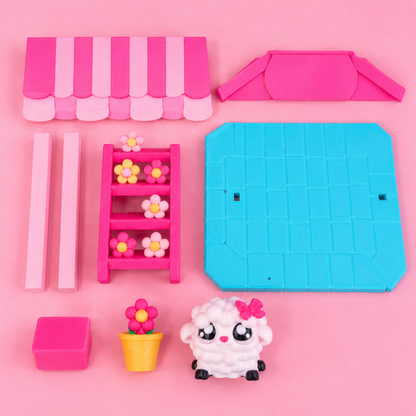 Kawaii Flexi Sheep Flower Stand Set | Mini Flower Market Display 🐑🌸