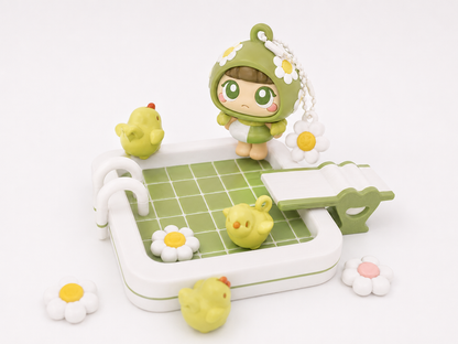 Summer Daisy Pool Girl Keychain| Kawaii Poolside Figure Charm| Bag Charm & Desk Girly