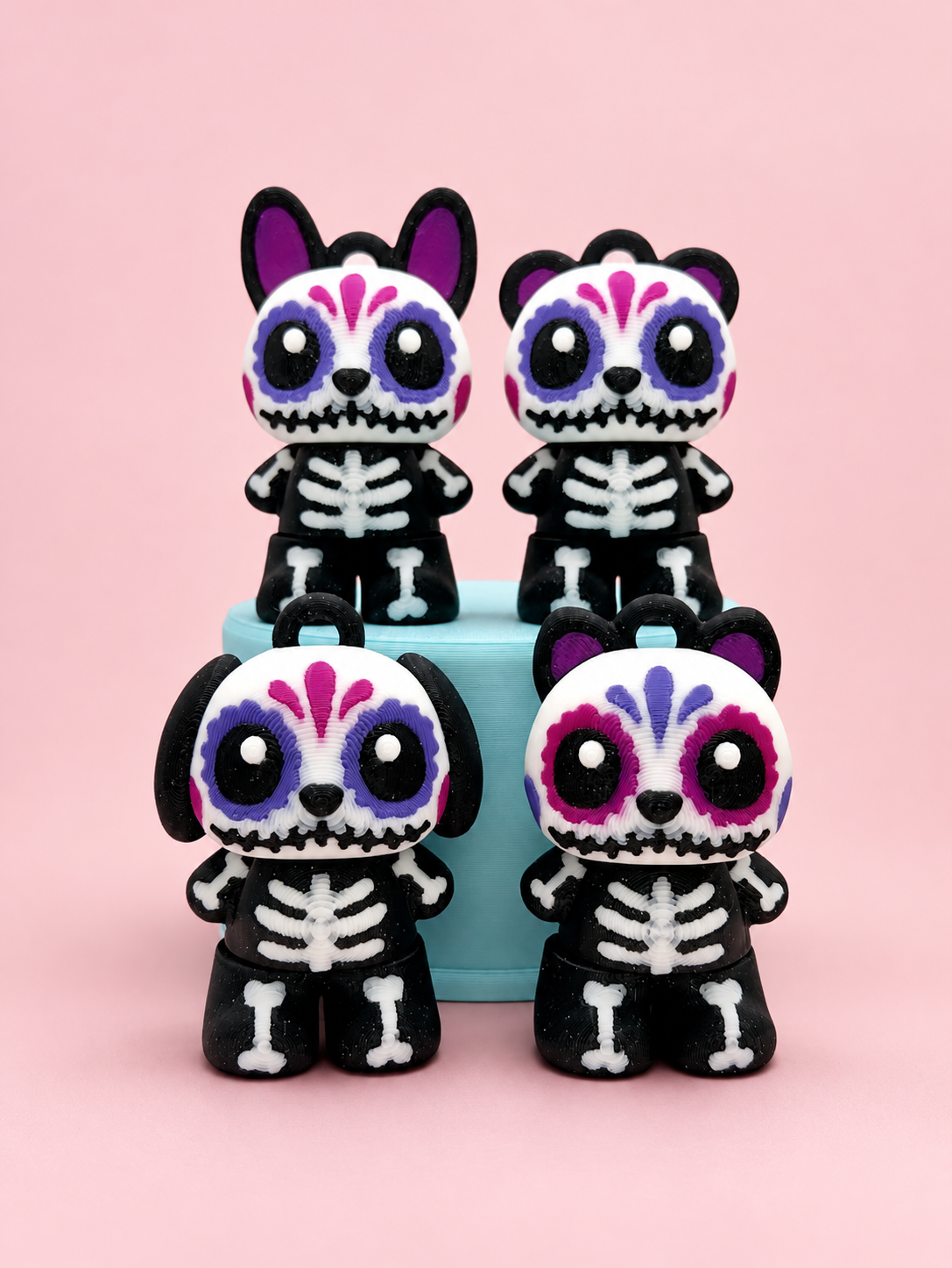 💀 Sugar Skellies – Day of the Dead Animal Keychains 🌸