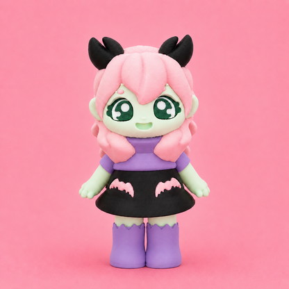 🦇 Ghoulie Flexi Girls™ & Her Bestie Flexi Keychain