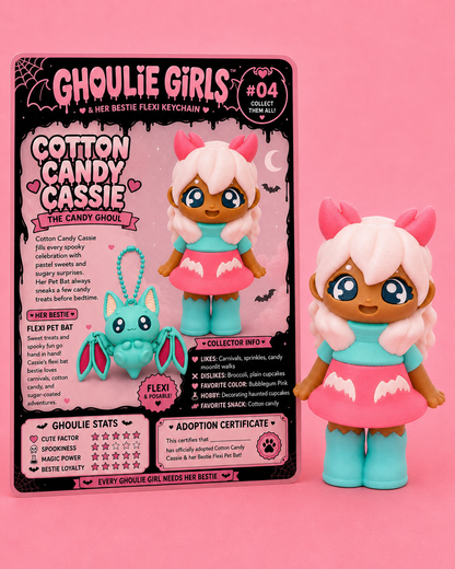 🦇 Ghoulie Flexi Girls™ & Her Bestie Flexi Keychain
