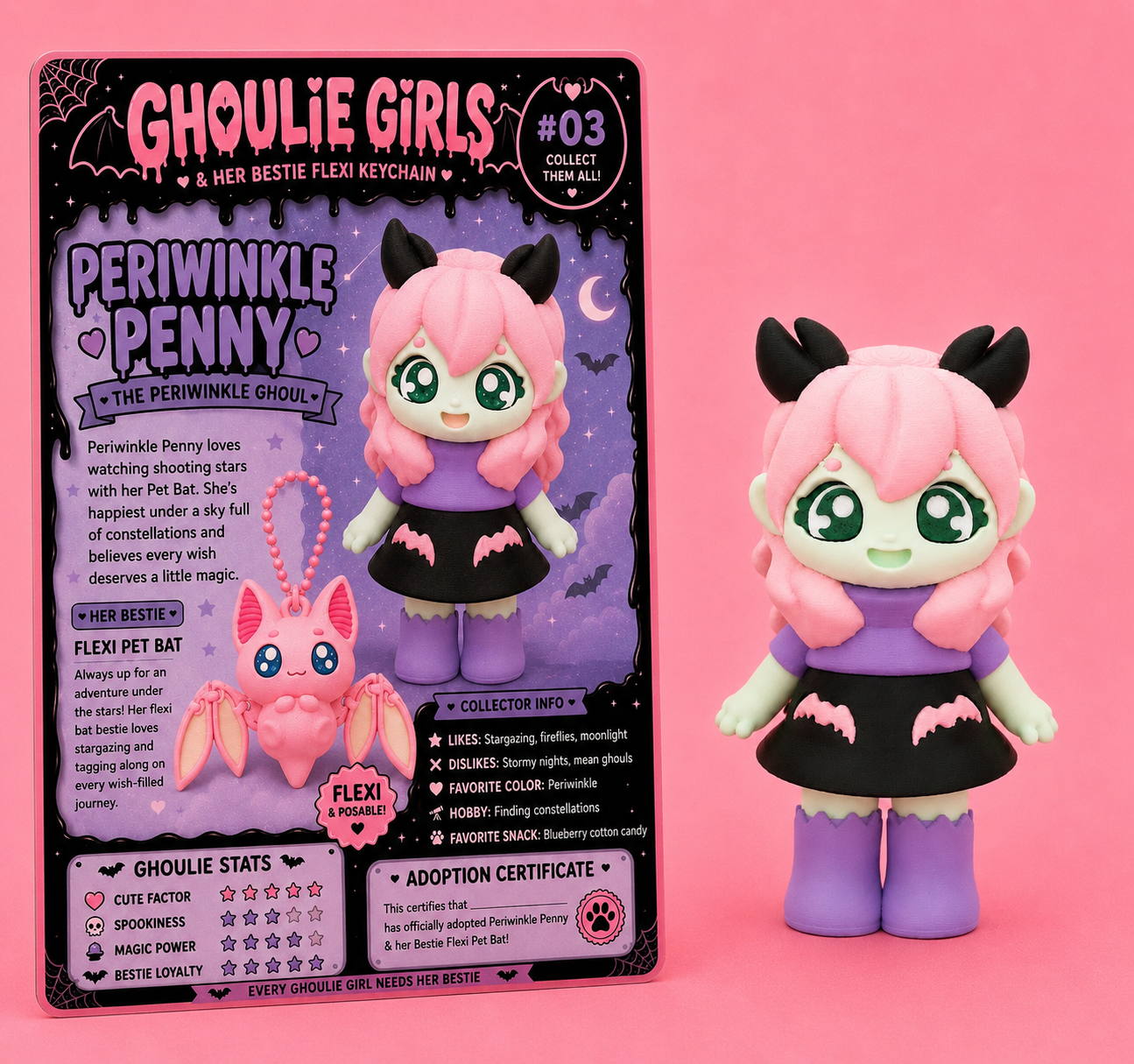🦇 Ghoulie Flexi Girls™ & Her Bestie Flexi Keychain