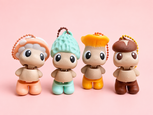🍄 Mushlings Flexi Friends | Cottagecore Mushroom Flexi or Keychain 🌿