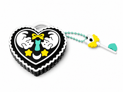 Ghost Cat Heart Lock Clicker Keychain🗝️