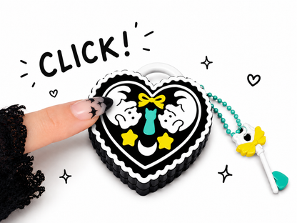 Ghost Cat Heart Lock Clicker Keychain🗝️