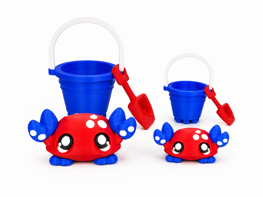 Flexi Crab Beach Bucket Set| Patriotic Beach Desk Toy Edition