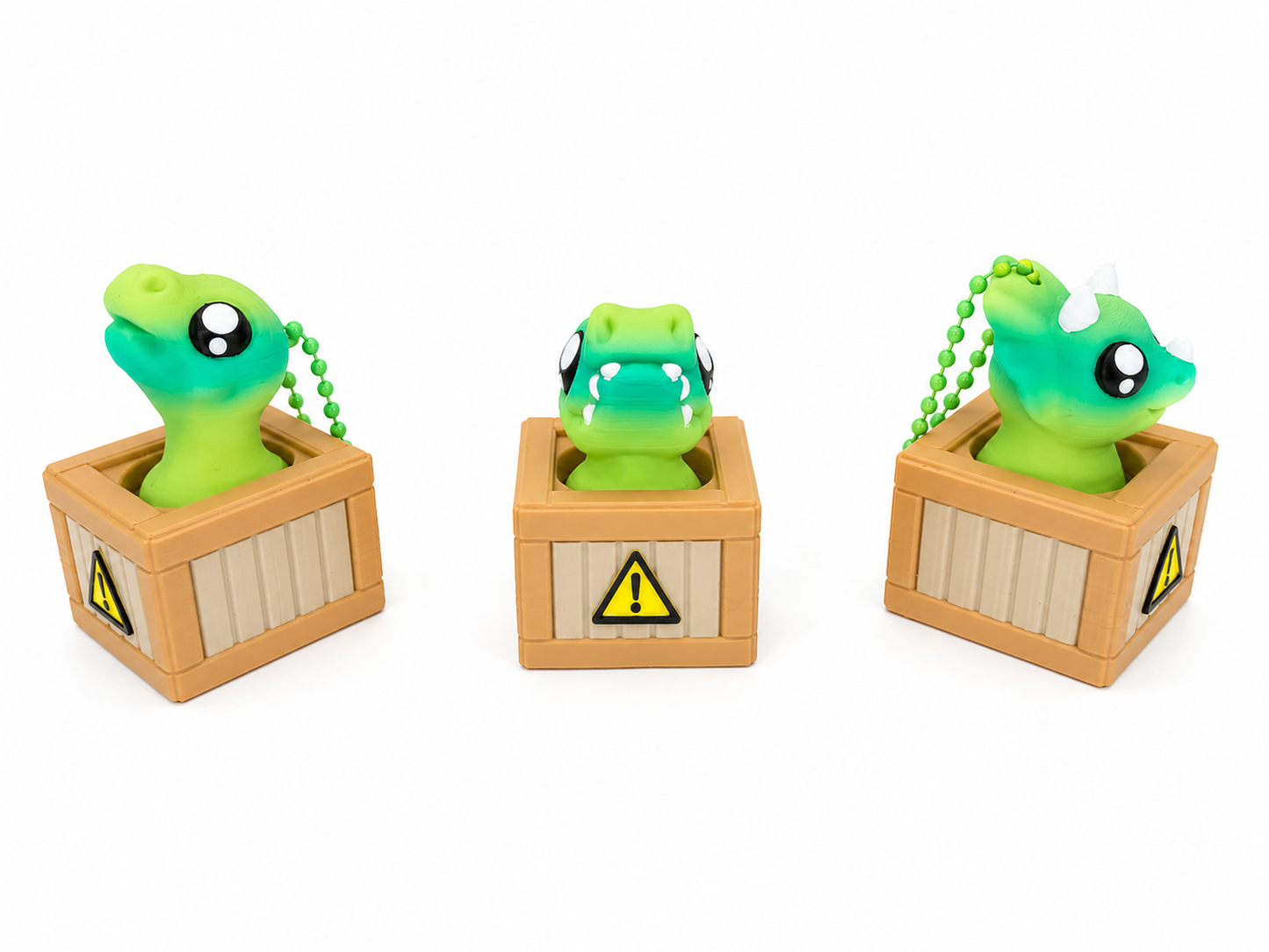 Tiny Dino Crate Clicker Keychains 🦖