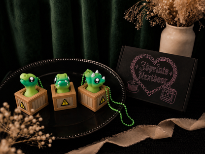 Tiny Dino Crate Clicker Keychains 🦖