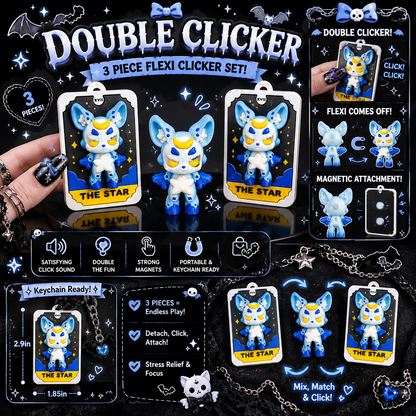 The Star Tarot Card Double Clicker | Magnetic Flexi Fidget Clicker | Goth Kawaii Keychain✨