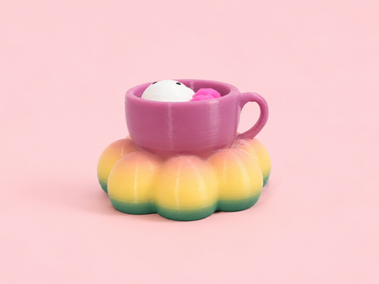 ☕✨ Bunny Flower Cup Clicker Keychain