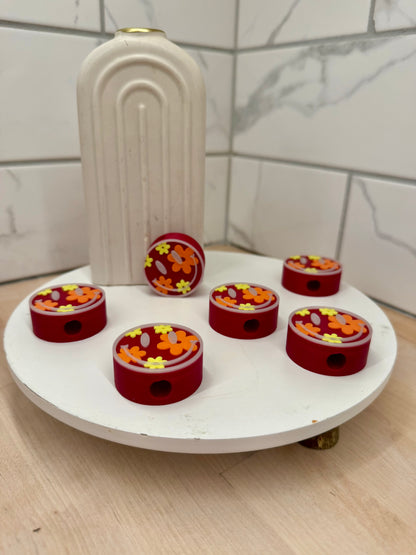 Floral Smiley Face Straw Topper