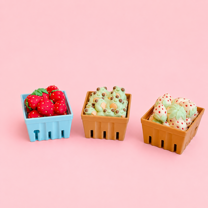 🍓 Pick Your Basket Bestie | Kawaii Clicker & Keychain