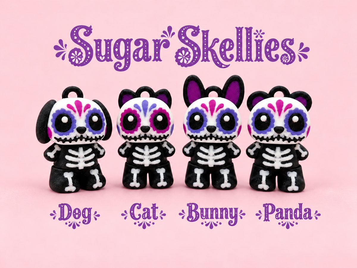 💀 Sugar Skellies – Day of the Dead Animal Keychains 🌸