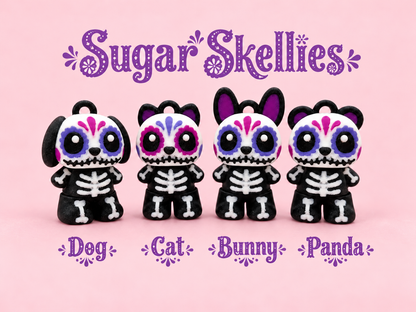 💀 Sugar Skellies – Day of the Dead Animal Keychains 🌸