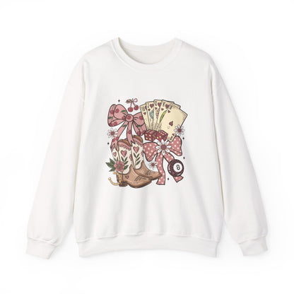 Vintage Cowgirl Boots & Playing Cards Sweatshirt