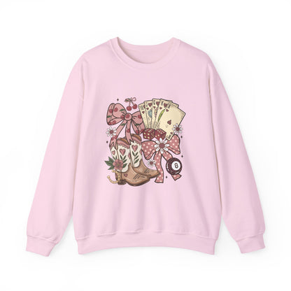 Vintage Cowgirl Boots & Playing Cards Sweatshirt