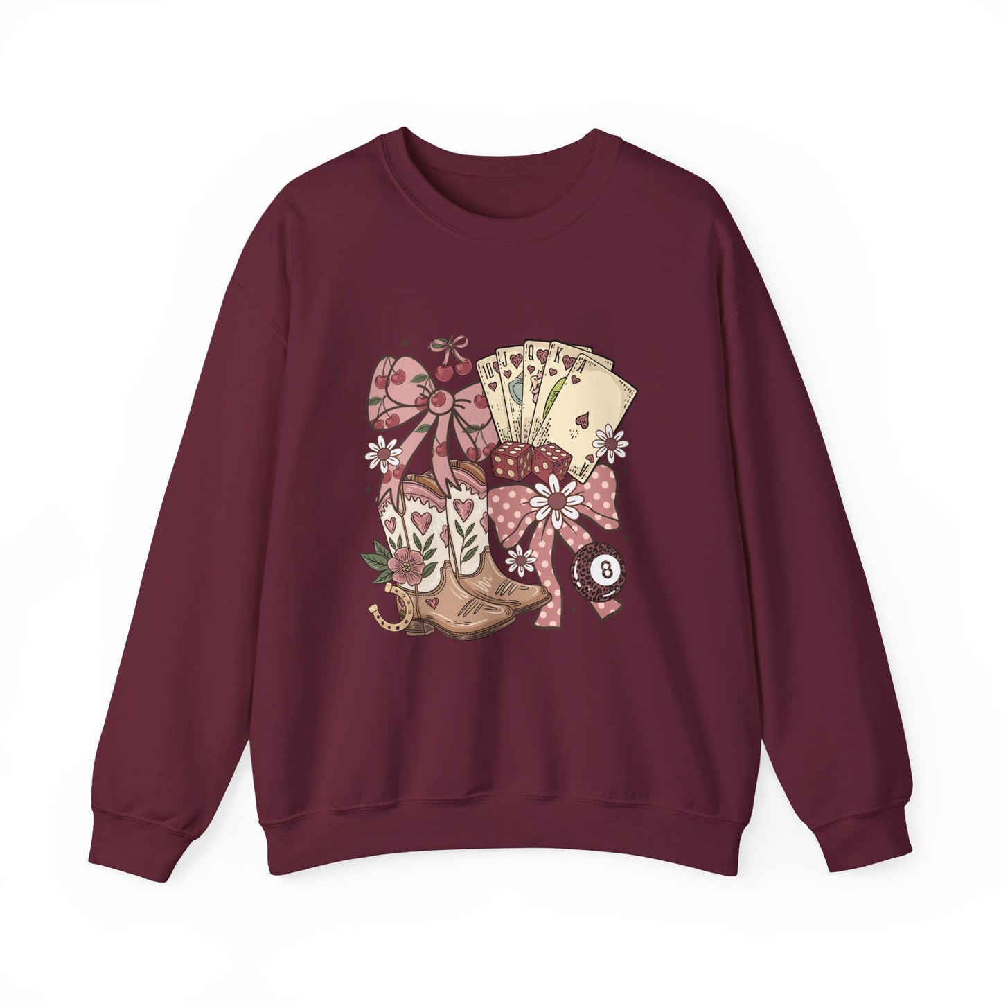 Vintage Cowgirl Boots & Playing Cards Sweatshirt