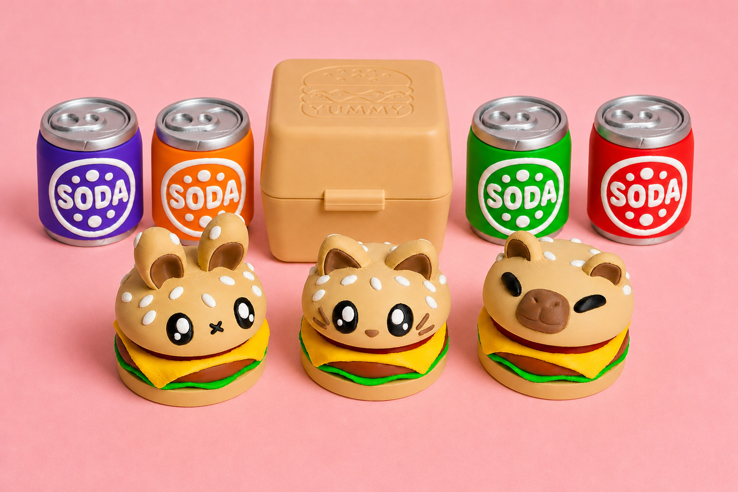 🍔 Happi Burger Clicker Blind Box | Mystery Kawaii Burger Fidget Toy 🍔