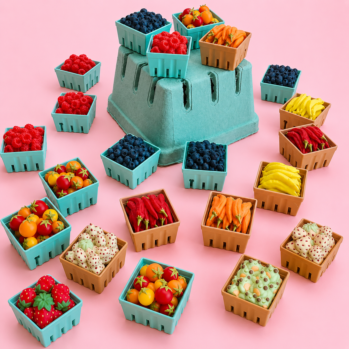 🍓 Pick Your Basket Bestie | Kawaii Clicker & Keychain