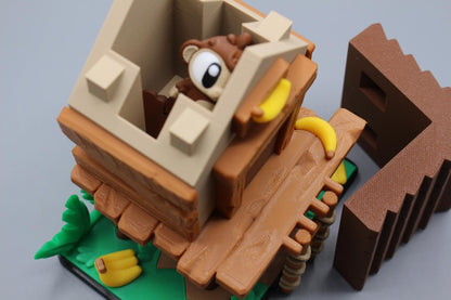 Flexi Monkey Tree House Playset | 3D Printed Articulated Monkey Tree House Diorama | Sensory Fidget Toy | Desk Decor