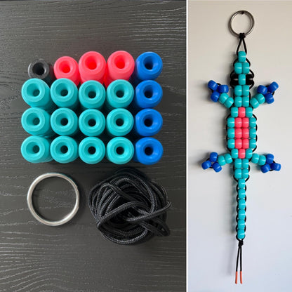 DIY Build Your Own Large Pony Bead Lizard Keychain Kit 3 Feet Long
