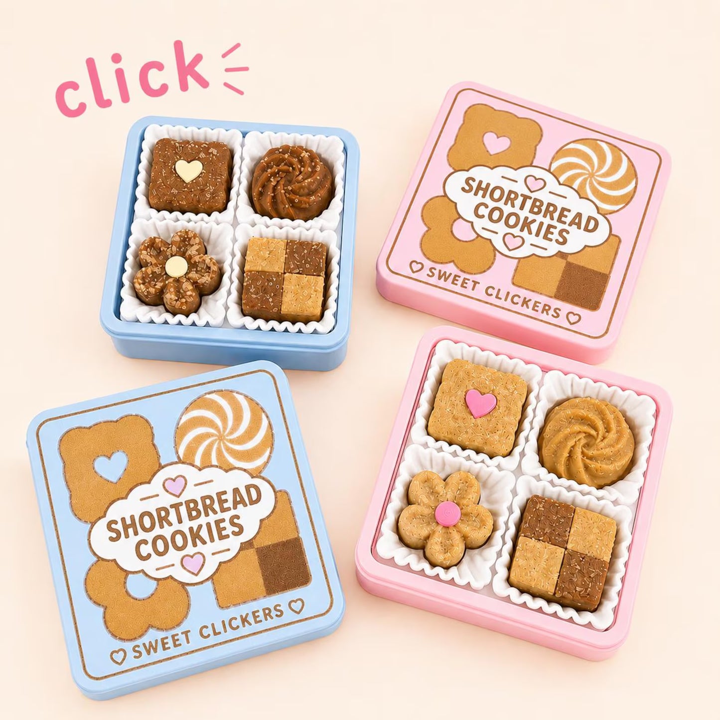🍪 Short & Sweet Cookie Box | 4-Piece Fidget Clicker Set