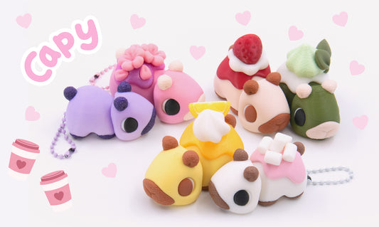 ☕ Capy Café Keychains – Sweet Treat Capybaras 🍓✨